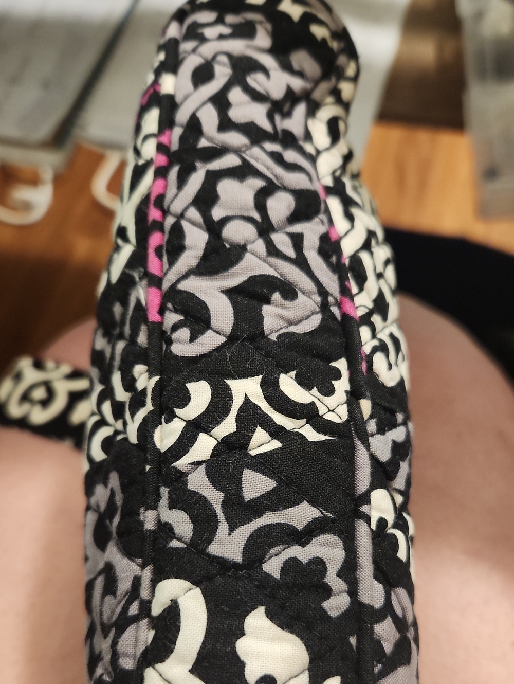 Vera Bradley Quilted Floral Crossbody Bag in Black, Pink & Gray - Picture 7 of 7